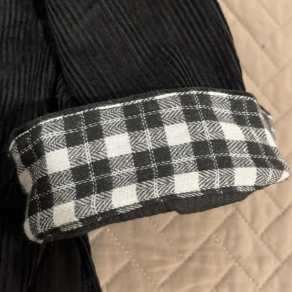 Plaid Lined Corduroy Shacket - BLACK / Large / NWOT - Picture 11 of 15